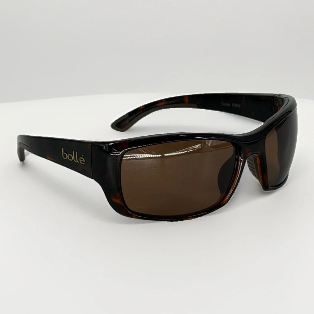 Bollé Guide 11605 Polarized Sunglasses Brown Tortoise Wraparound Frames